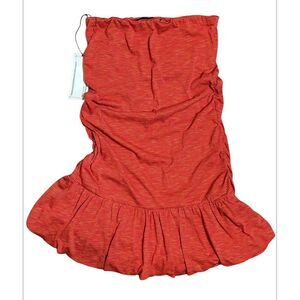 NWT Rifle Jeans‎ Orange Red Stripped Tier Mini Ruffle Dress Y2K Style Size Large